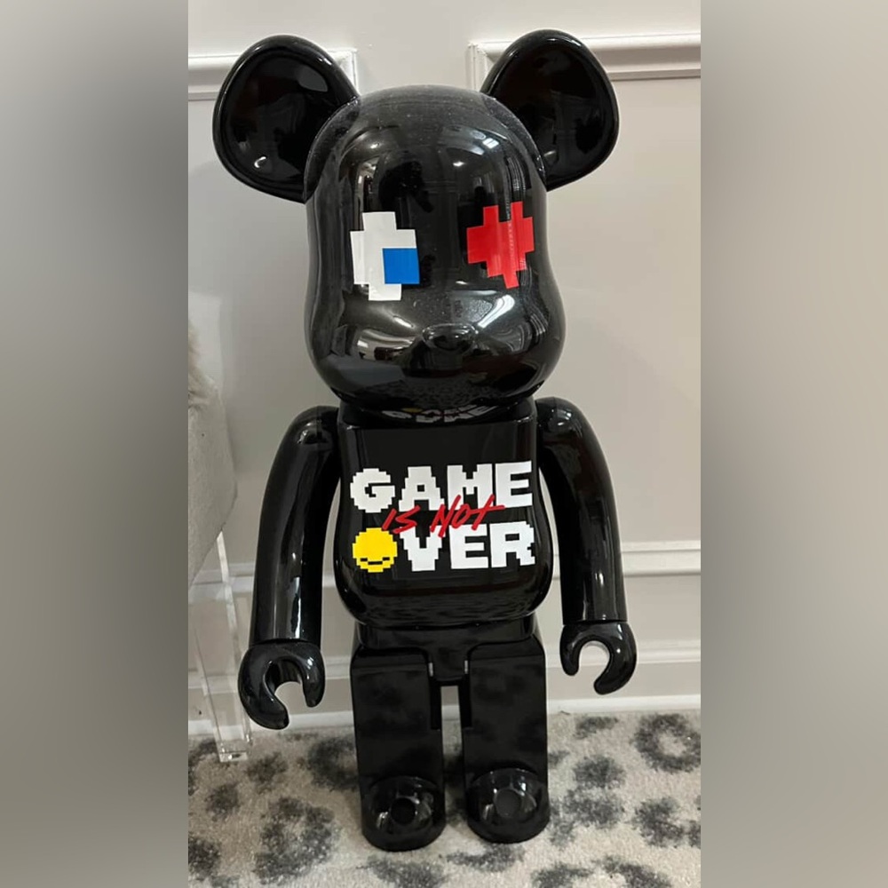 Black Bearbrick PAC-MAN Figure with Game Over Design
